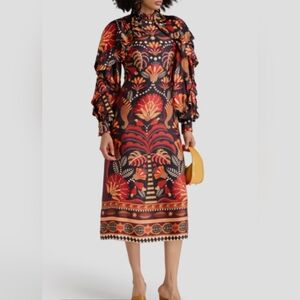 FARM Rio Vibrant Red and Orange Long Sleeve Dress